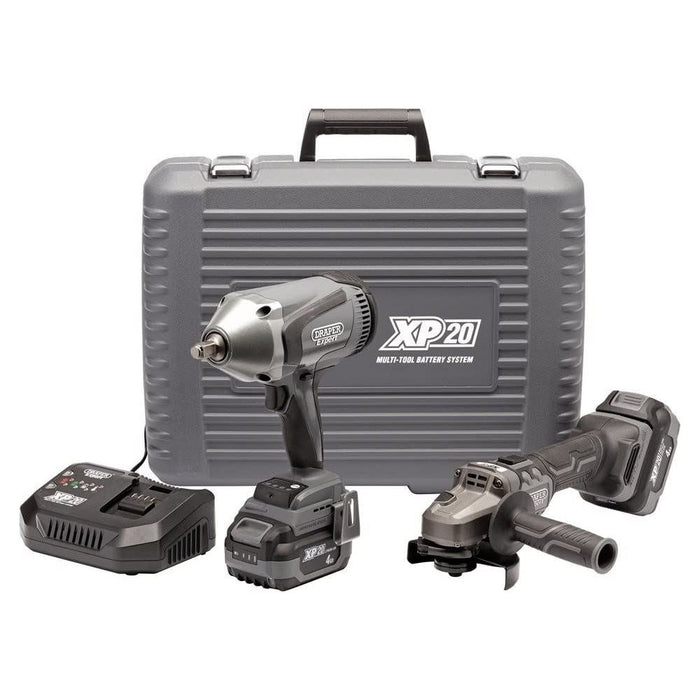Draper XP20 20V Cordless Grinder and 1/2" Impact Wrench Kit 24047 Draper - Town Tools 
