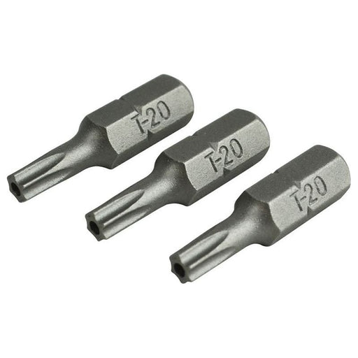 Faithfull Security S2 Grade Steel Screwdriver Bits T20S x 25mm (Pack 3) Faithfull - Town Tools