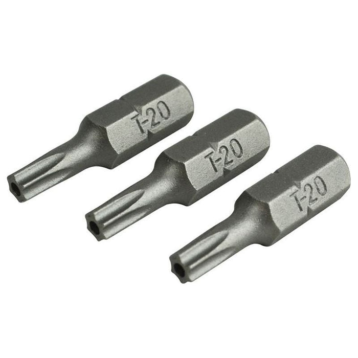 Faithfull Security S2 Grade Steel Screwdriver Bits T20S x 25mm (Pack 3) Faithfull - Town Tools