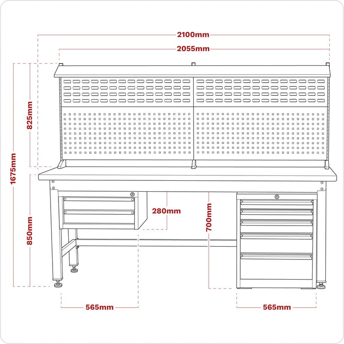 Sealey 2.1m Complete Industrial Workstation & Cabinet Combo API2100COMB02 Sealey - Town Tools 