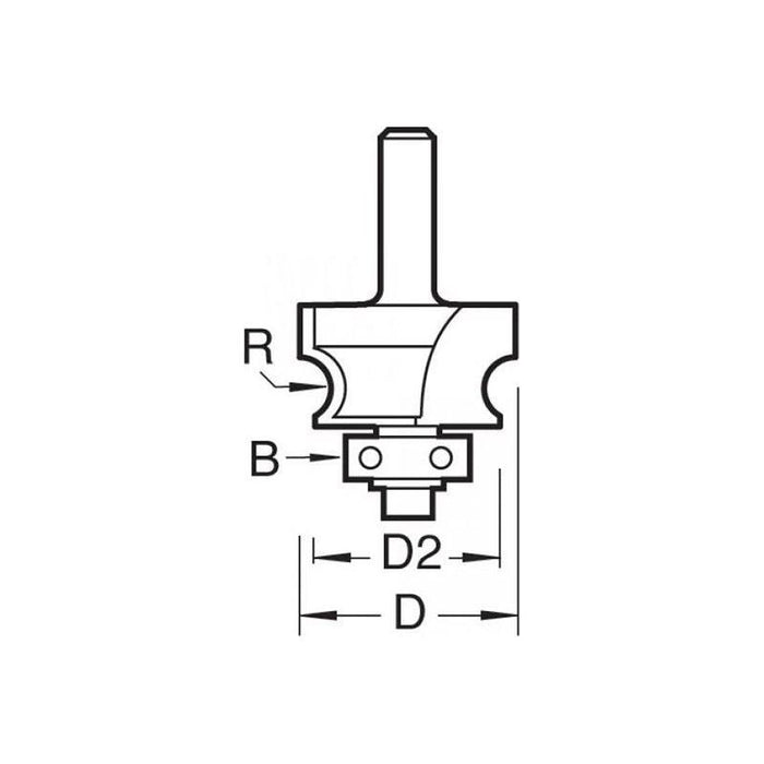 Trend 9/72 x 1/4 TCT Bearing Guided Corner Bead Cutter 4.8 Radius Trend - Town Tools