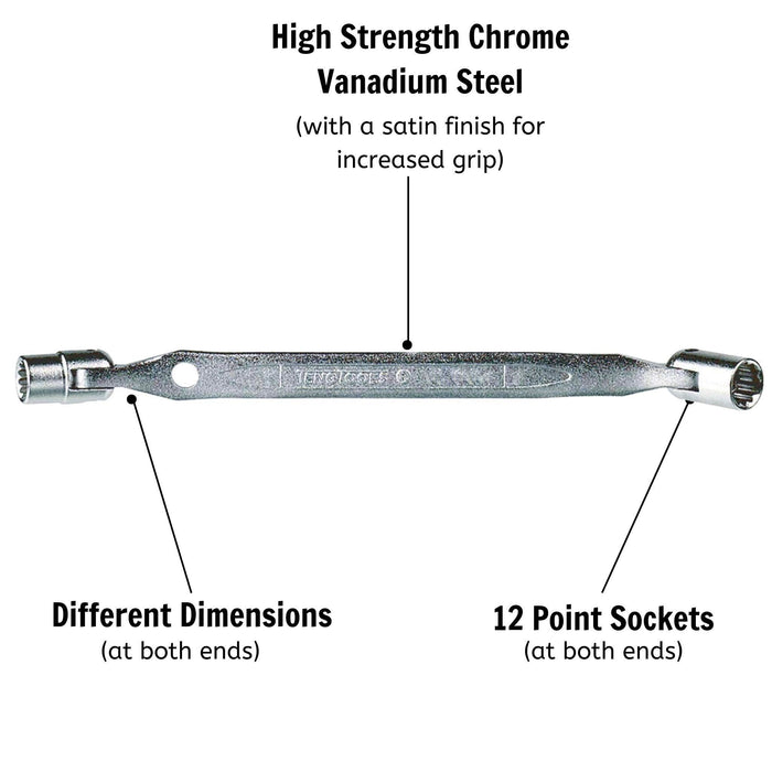 Teng Tools Double Flex Wrench Metric 8 x 9mm Teng Tools - Town Tools 