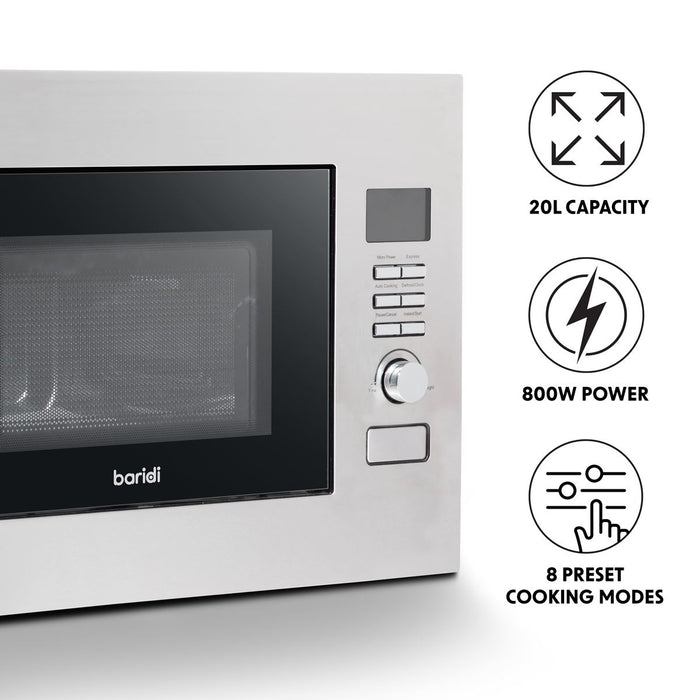 Baridi Integrated Microwave Oven 20L Capacity 900W - Stainless Steel Baridi - Town Tools 