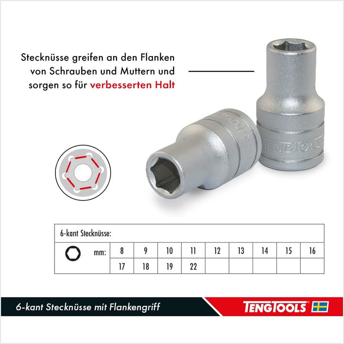 Teng Tools 3/8" Socket Set 6 pt TT1 19 Pieces Teng Tools - Town Tools 