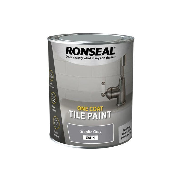 Ronseal One Coat Tile Paint Granite Grey Satin 750ml Ronseal - Town Tools