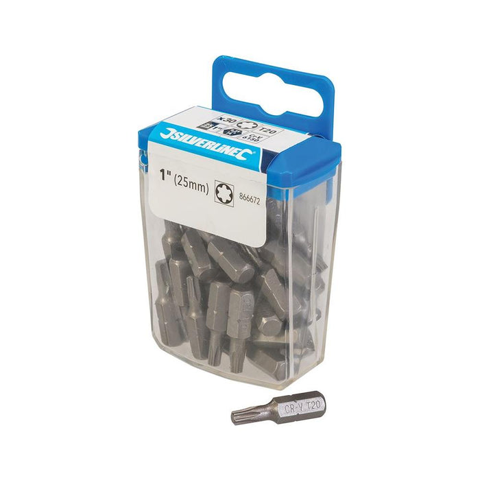 Silverline T20 Cr-V 6150 Screwdriver Bits 30pk T20 Silverline - Town Tools 