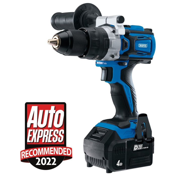 Draper D20 20V Brushless Combi Drill, 1 x 4.0Ah Battery, 1 x Fast Charger 79894 Draper - Town Tools 