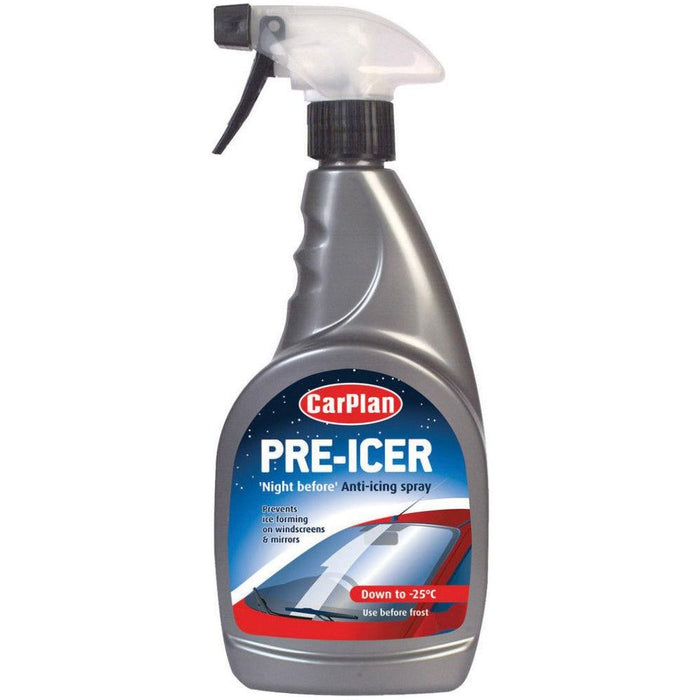 2x CarPlan Pre-Icer Night before De-Icer Anti-Icing Spray 500ml Trigger Spray -25c