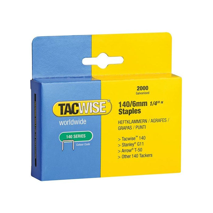 Tacwise 140 Heavy-Duty Staples 6mm (Type T50 G) (Pack 2000) Tacwise - Town Tools