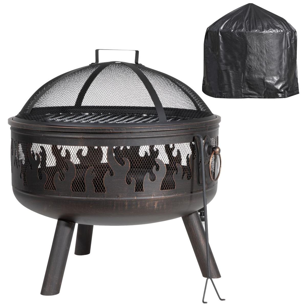 Dellonda Deluxe 24" Fire Pit Fireplace Outdoor Patio Heater Poker & Cover Dellonda - Town Tools 