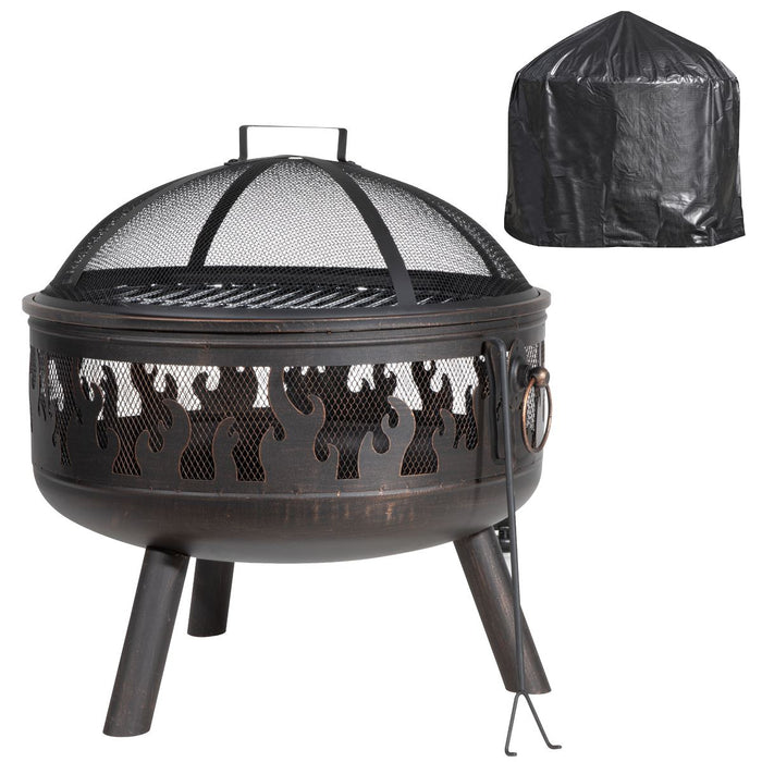 Dellonda Deluxe 24" Fire Pit Fireplace Outdoor Patio Heater Poker & Cover Dellonda - Town Tools 