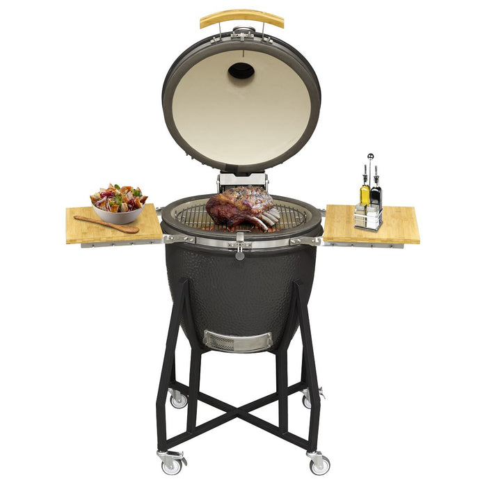 Dellonda Deluxe 22"(56cm) Ceramic Kamado Style BBQ with Wheeled Stand