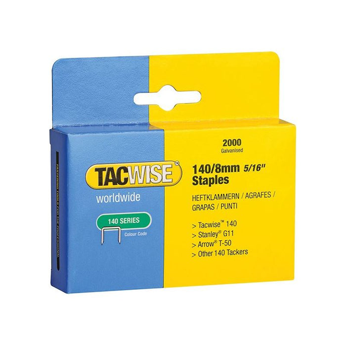 Tacwise 140 Heavy-Duty Staples 8mm (Type T50 G) (Pack 2000) Tacwise - Town Tools