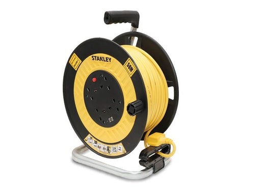 STANLEY Electrical Open Drum Cable Reel 240V 13A 4-Socket + 2 USB 50m STANLEY� Electrical - Town Tools