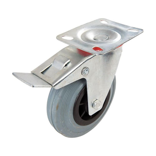 Fixman Braked Swivel Rubber Castor 125mm 100kg Fixman - Town Tools 