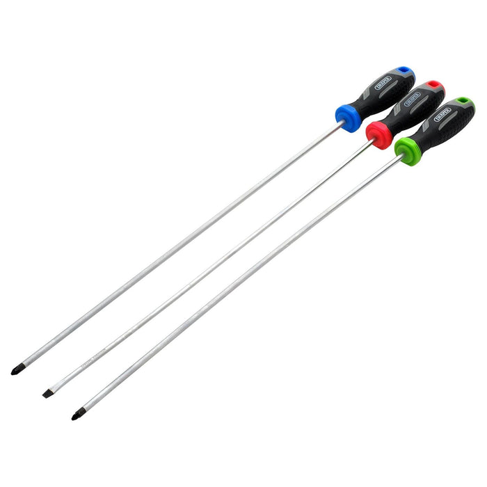 Draper Long Reach Soft Grip Screwdriver Set (3 Piece) Draper - Town Tools