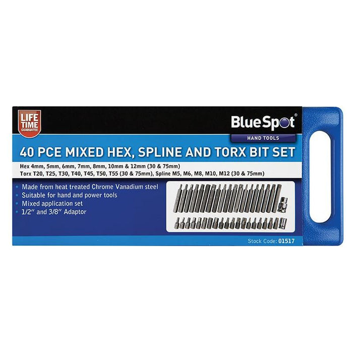 Bluespot Tools Mixed Hex Spline & TORX Bit Set, 40 Piece BlueSpot Tools - Town Tools