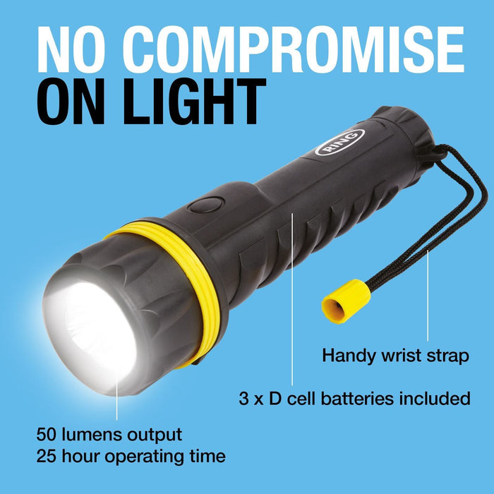 Ring Heavy Duty Rubber LED Torch - 50 Lumens (RT5196) Ring Automotive - Town Tools 