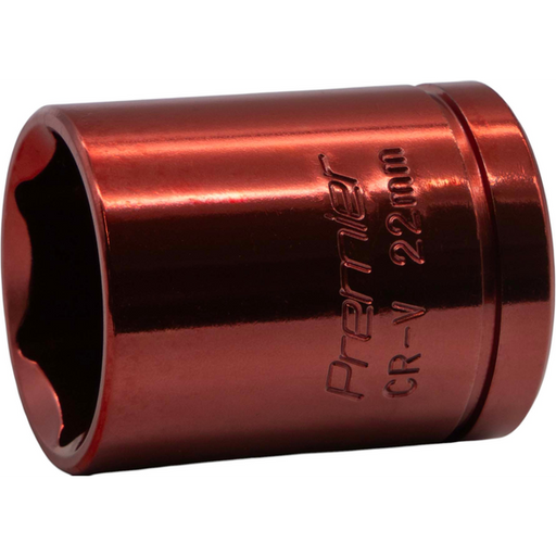 Sealey 1/2"Dr Coloured Socket 22mm (Light Red)