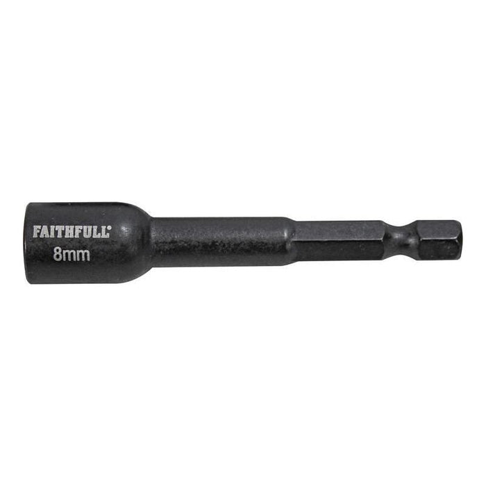 Faithfull Magnetic Impact Nut Driver 8mm x 1/4in Hex Faithfull - Town Tools