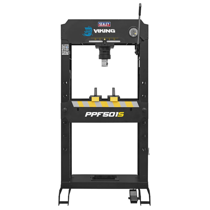 Viking Floor Type Air/Hydraulic Press with Sliding Ram and Foot Pedal 50 Tonne Viking - Town Tools 