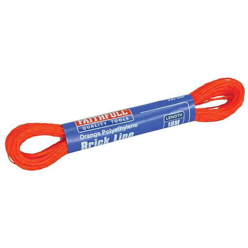 Faithfull 300 Polyethylene Brick Line 18m (59ft) Orange (Box 12) Faithfull - Town Tools