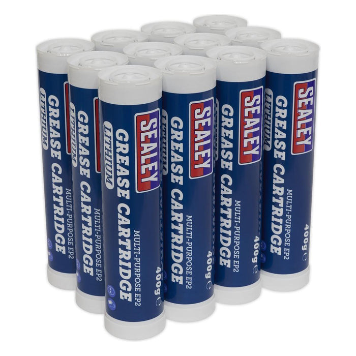 Sealey Grease Cartridge EP2 Lithium 400g Pack of 12 SGC12 Sealey - Town Tools 