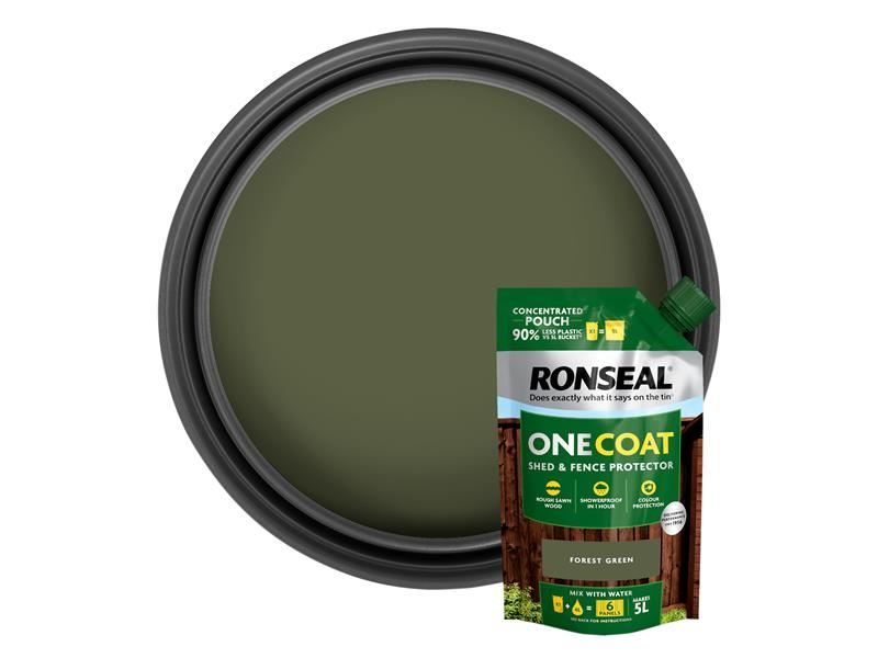 Ronseal One Coat Shed & Fence Refill Pouch Forest Green 950ml Ronseal - Town Tools