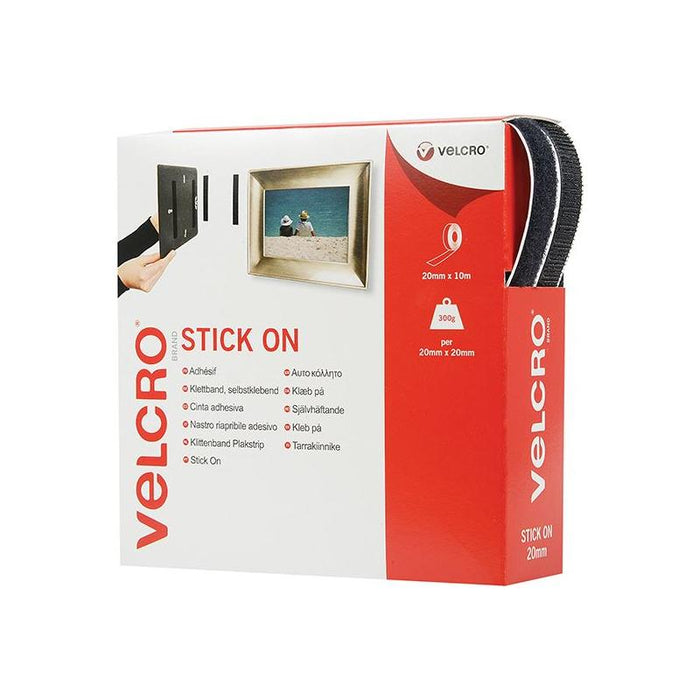 Velcro® Brand VELCRO® Brand Stick On Tape 20mm x 10m Black VELCRO® Brand - Town Tools