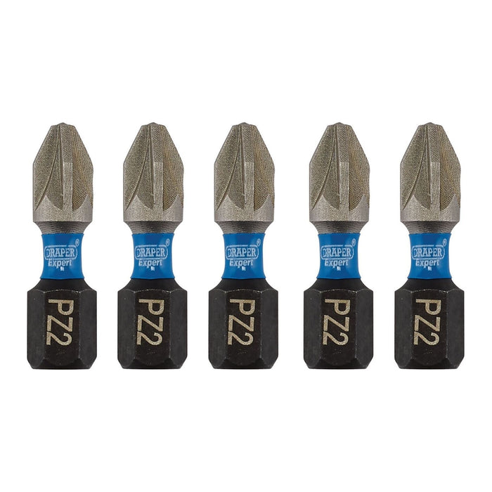 Draper Expert PZ-Type Impact Screwdriver Bits, No.2 x 25mm, 1/4" Hex (Pack of 5) Draper - Town Tools 