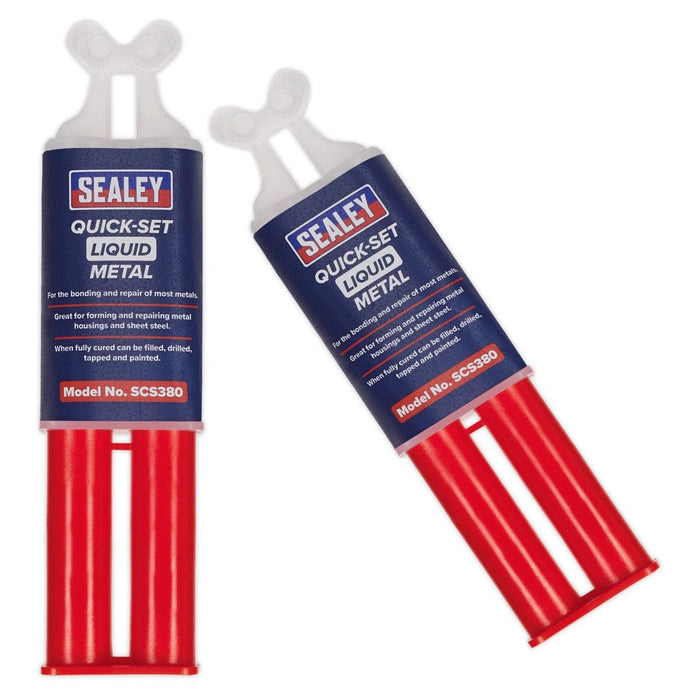 2pk Sealey SCS380 Quick Set Liquid Metal - Chemical Epoxy Metal Repair Syringe Sealey - Town Tools 