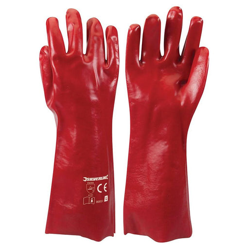 Silverline Red PVC Gauntlets L 10 Silverline - Town Tools 