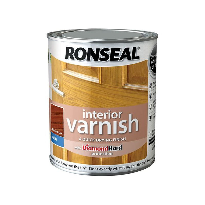 Ronseal Interior Varnish Quick Dry Satin Medium Oak 250ml Ronseal - Town Tools