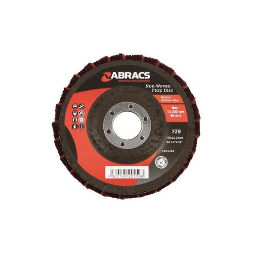 Connect Abracs Non-Woven Flap Discs, Medium 115mm 5pc 32076 Tool Connection - Town Tools 