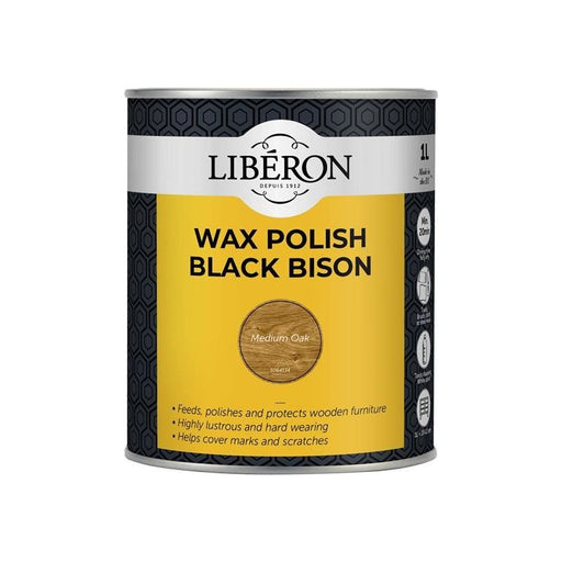 Liberon Black Bison Wax Paste Medium Oak 1kg Liberon - Town Tools