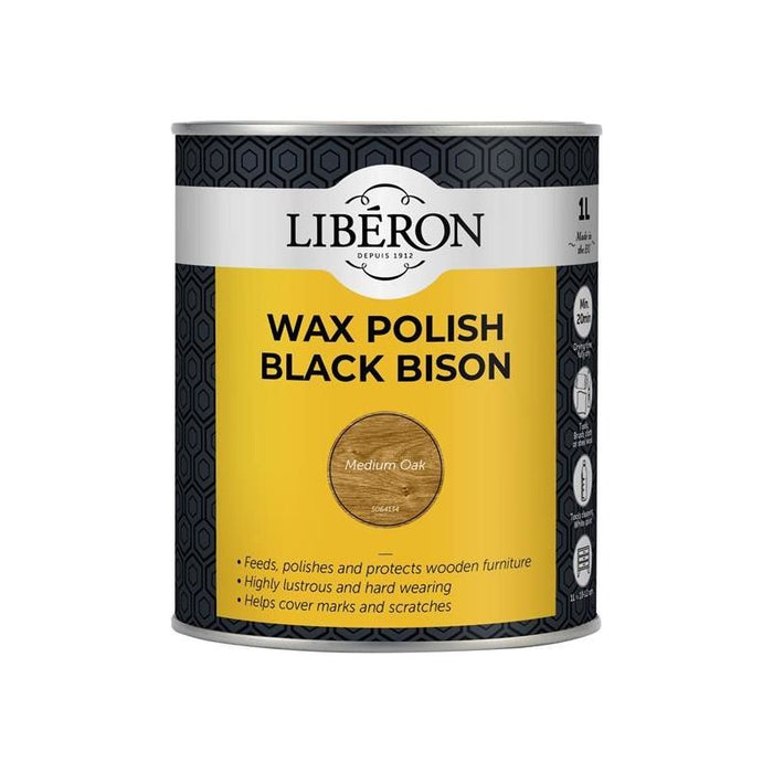 Liberon Black Bison Wax Paste Medium Oak 1kg Liberon - Town Tools