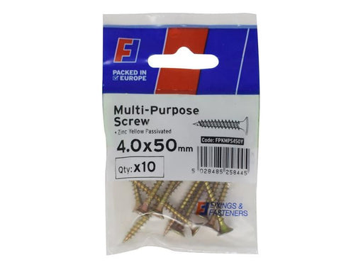 ForgeFix Multi-Purpose Pozi Screw CSK ST ZYP 4.0 x 50mm ForgePack 10 ForgeFix - Town Tools
