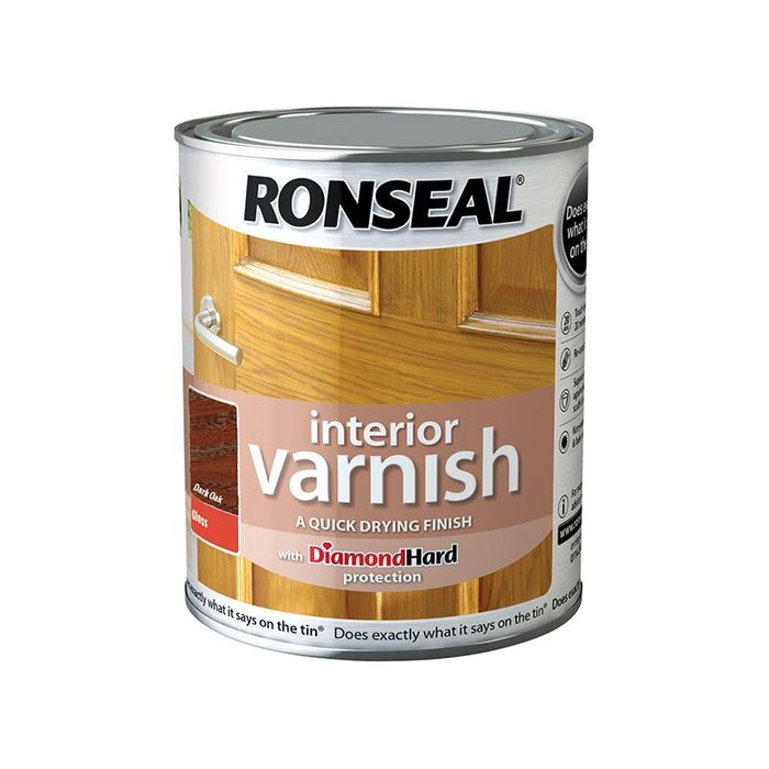 Ronseal Interior Varnish Quick Dry Gloss Dark Oak 750ml Ronseal - Town Tools