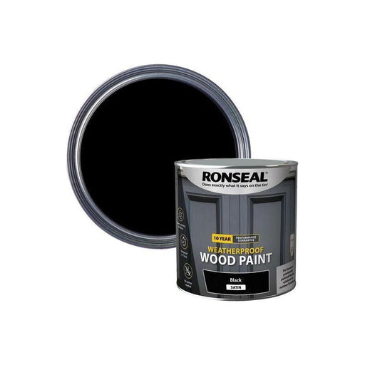 Ronseal 10 Year Weatherproof Wood Paint Black Satin 2.5 litre Ronseal - Town Tools