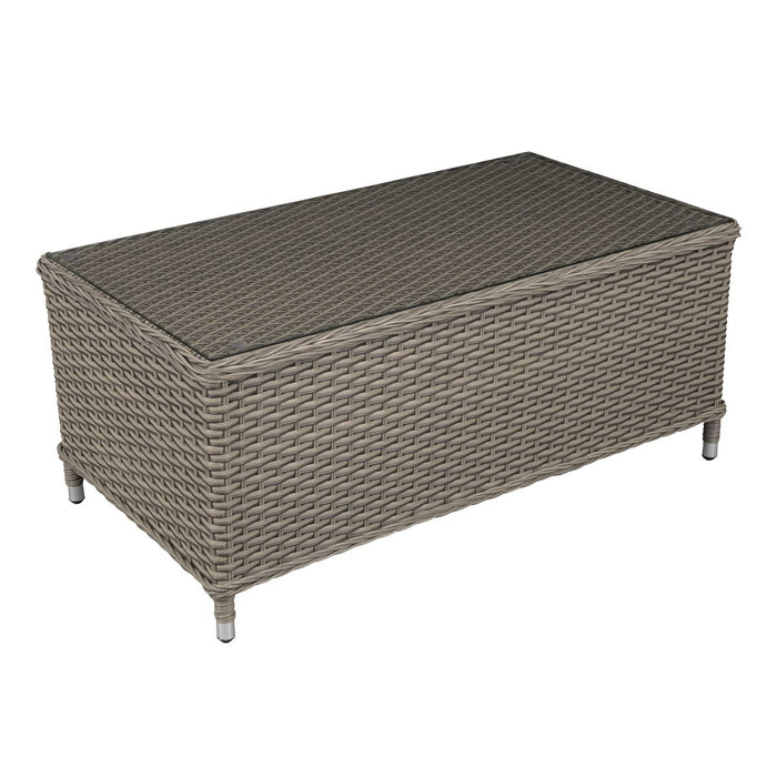 Dellonda Chester Rattan Wicker Outdoor Balcony Table with Tempered Glass Top