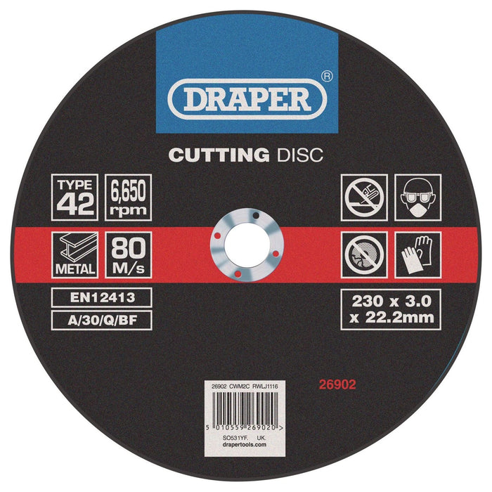 Draper Depressed Centre Metal Cutting Discs, 230 x 3.0 x 22.2mm 26902 Draper - Town Tools 