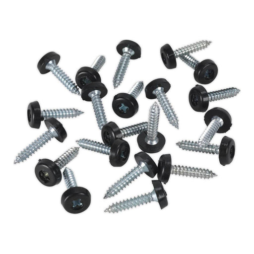 Sealey Numberplate Screw Plastic Enclosed Head 4.8 x 24mm Black Pack of 50 PTNP7 Sealey - Town Tools 