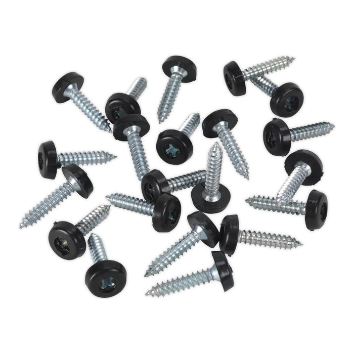 Sealey Numberplate Screw Plastic Enclosed Head 4.8 x 24mm Black Pack of 50 PTNP7 Sealey - Town Tools 