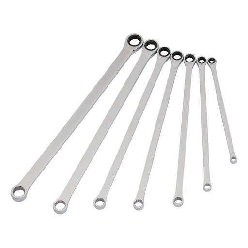 Draper Hi-Torq Extra-Long Double Ring Ratchet Spanner Set (7 Piece) - 27778 Draper - Town Tools 