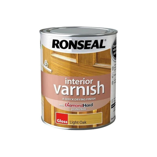 Ronseal Interior Varnish Quick Dry Gloss Light Oak Gloss 750ml Ronseal - Town Tools