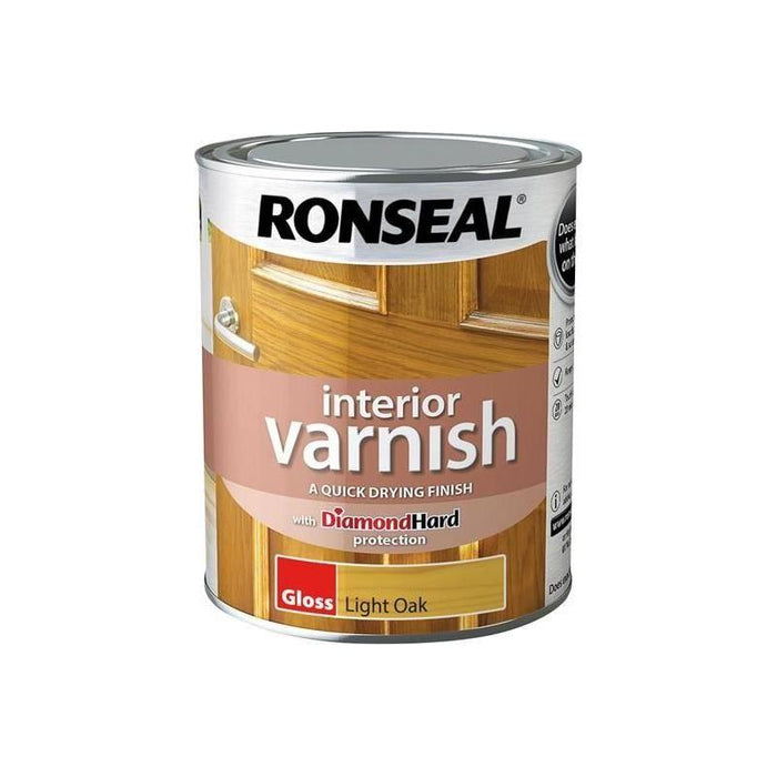 Ronseal Interior Varnish Quick Dry Gloss Light Oak Gloss 750ml Ronseal - Town Tools