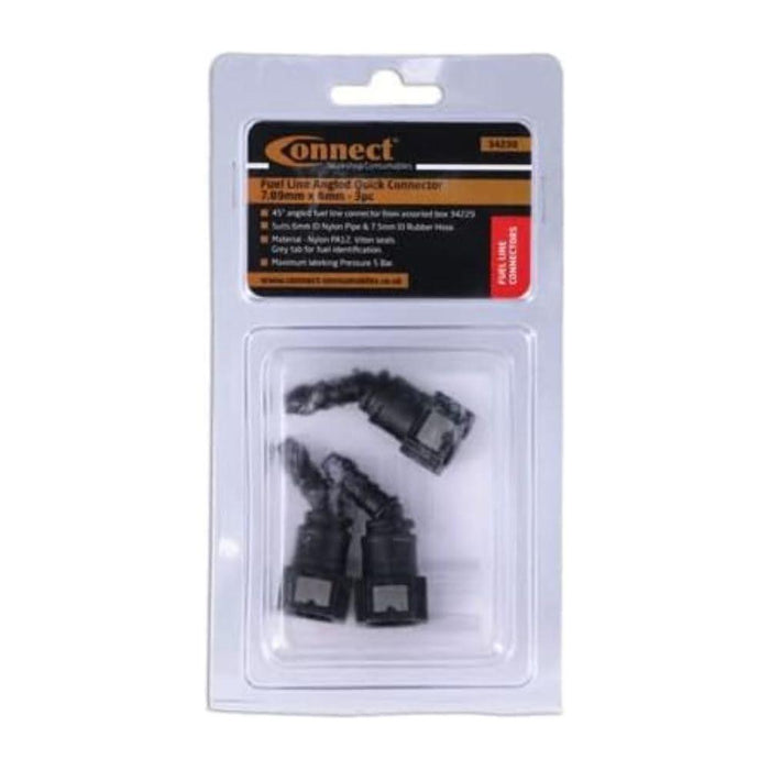 Connect 45 Angled Fuel Line Quick Connectors 7.89 x 6mm 3pc 34230 Tool Connection - Town Tools 