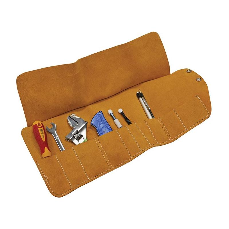 Faithfull 10 Pocket Leather Tool Roll 48 x 27cm Faithfull - Town Tools