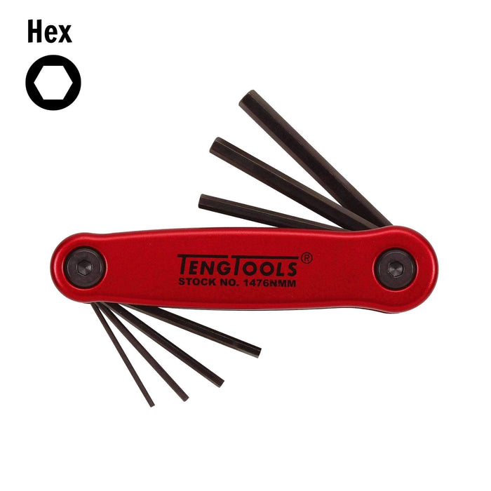 Teng Tools Folding Hex Key Set 1.5-6 mm ALU 7 Pieces Teng Tools - Town Tools 