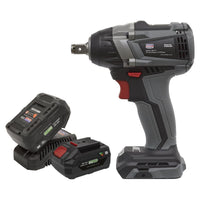 Sealey Brushless Impact Wrench Kit 1/2"Sq Drive 20V SV20 Series 300Nm 2 Batterie